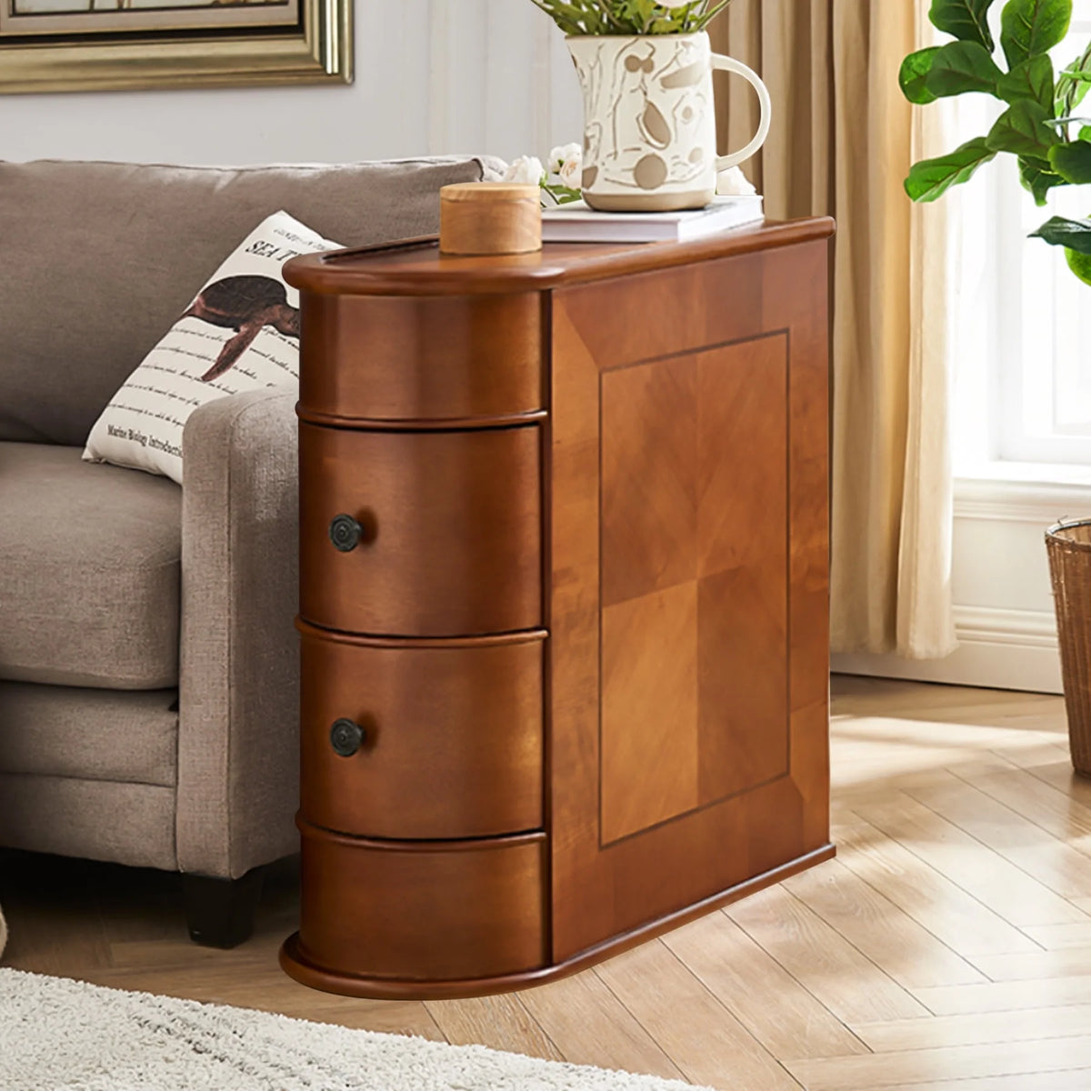 Brown 2-Drawer Wood End Table D36278
