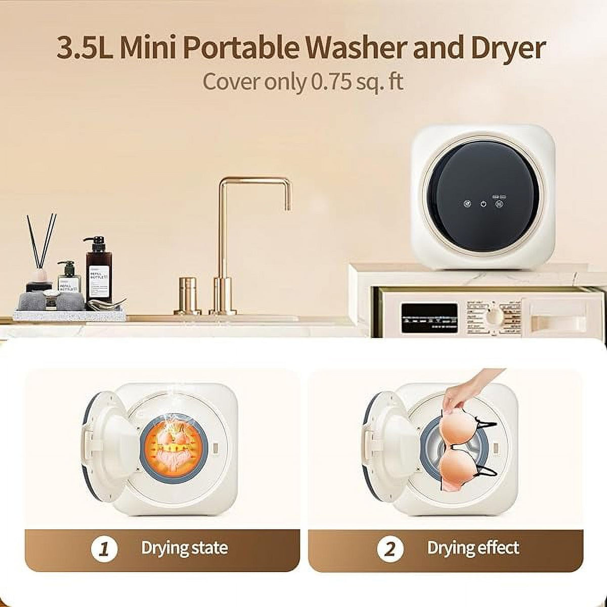 2 In 1 Mini Portable Cloth Washer And Dryer Combo, 3.5 L SS Washing Machine E459