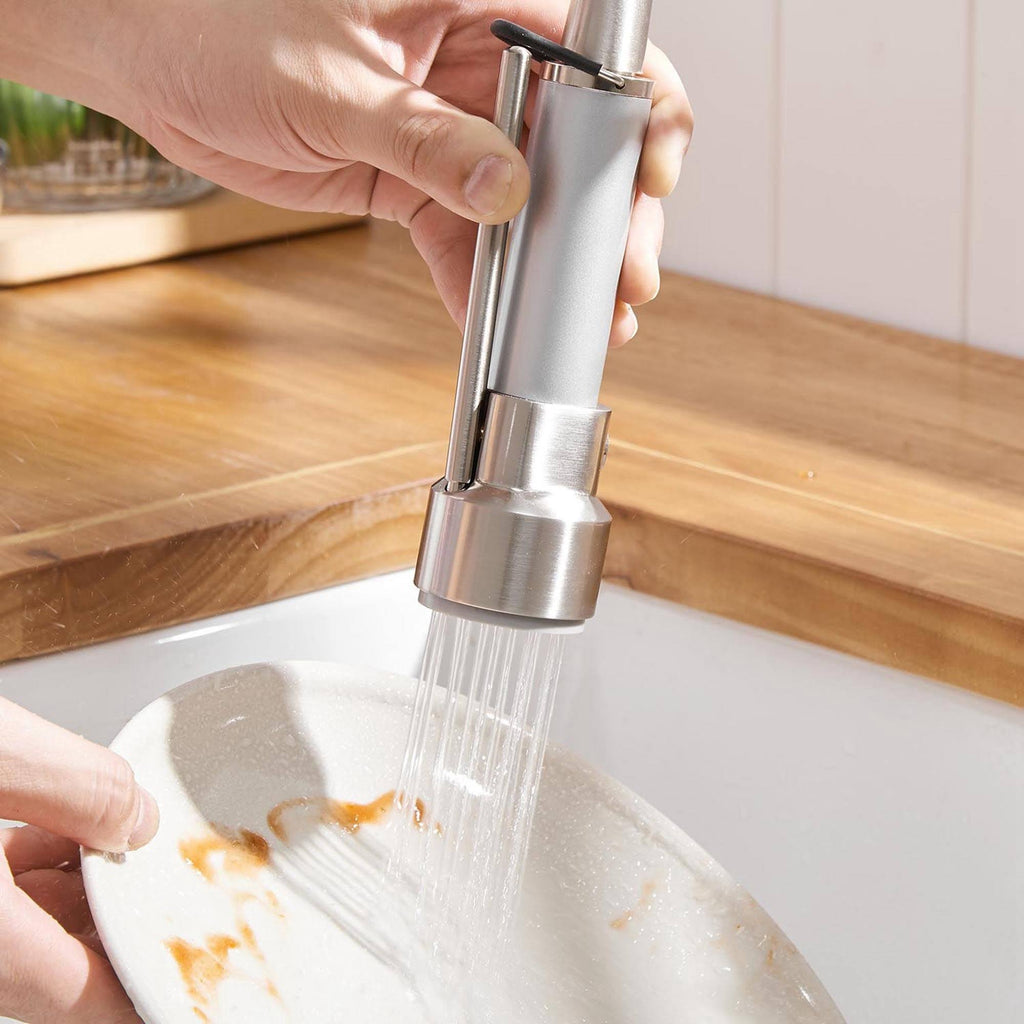 Nickel Pull Down Kitchen Faucet with Spring Spout G139