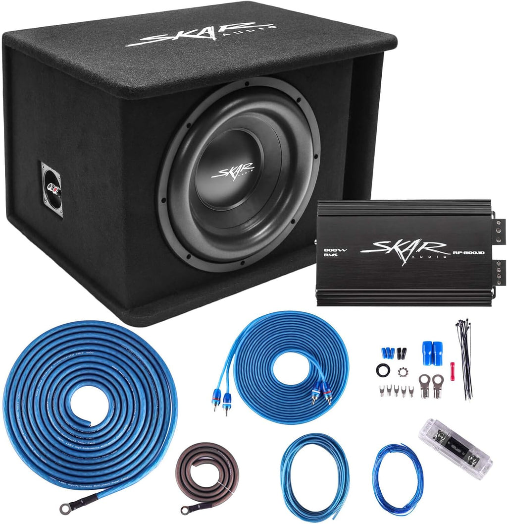 Single 8" 700 Watt Subwoofer Bass Package with Loaded Enclosure and Amplifier Y482