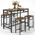 5 Piece Wooden Metal Dining Table and Stools Set G53674