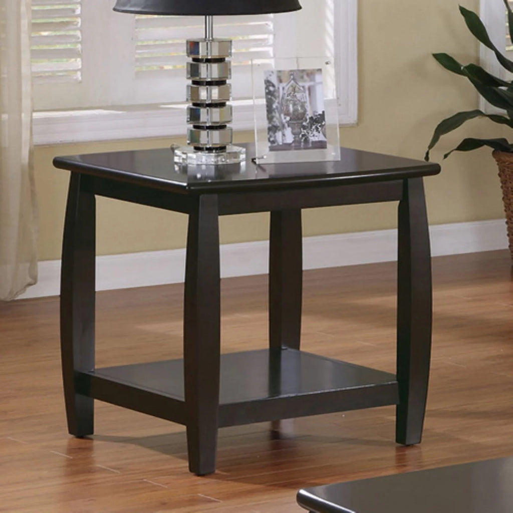 Square End Table with Bottom Shelf Espresso I67209