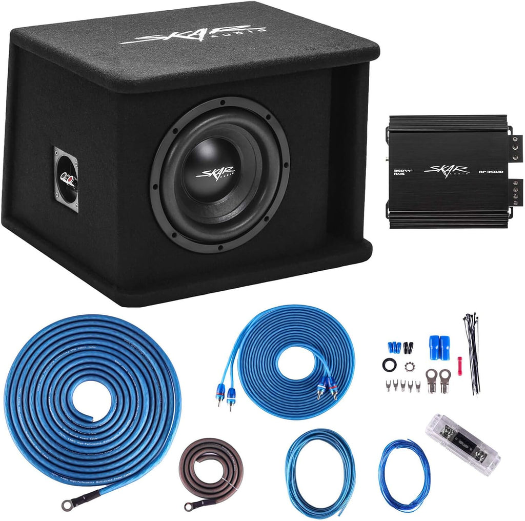 Single 8" 700 Watt Subwoofer Bass Package with Loaded Enclosure and Amplifier Y482