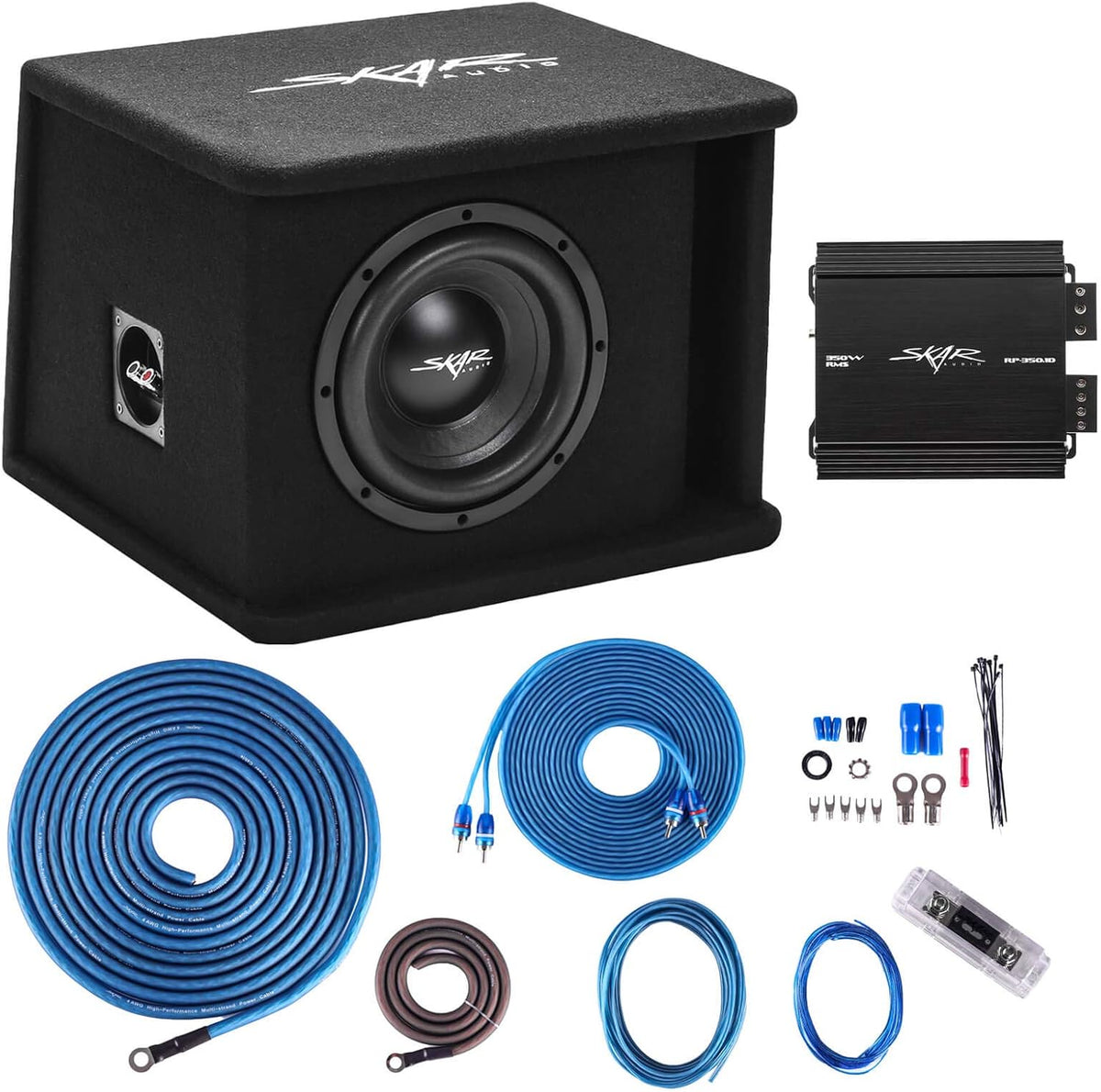 Single 8" 700 Watt Subwoofer Bass Package with Loaded Enclosure and Amplifier Y482
