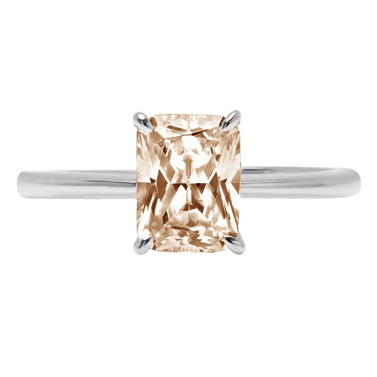1.75ct Radiant Cut Champagne Simulated Diamond 14k White Gold Ring Size 8.25 N360456