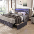 Full Size Upholstered Platform Bed Frame with LED Light Headboard U2287