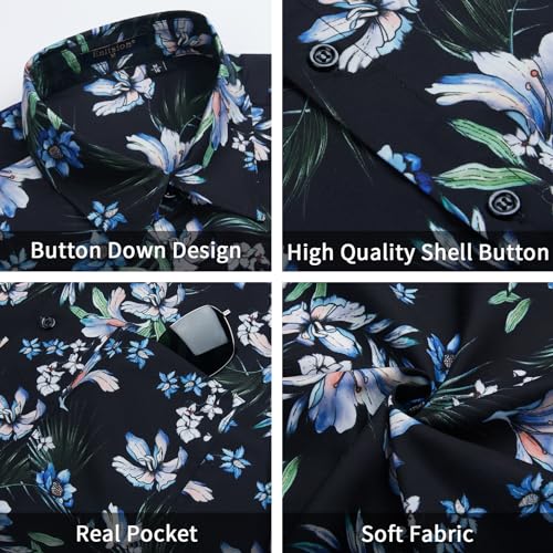 Men's Short Sleeve Floral Button Down Tropical Shirt K949
