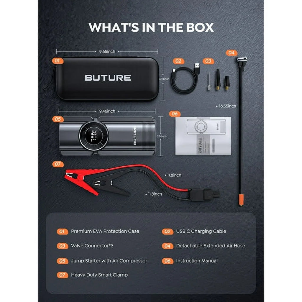Car Jump Starter with Air Compressor Power Bank 20000mAh 2500A 12V F7903