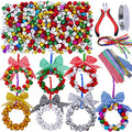 14 Sets Wreath Tree Ornaments Craft Kit with Ribbons, Bows and Bells B9588