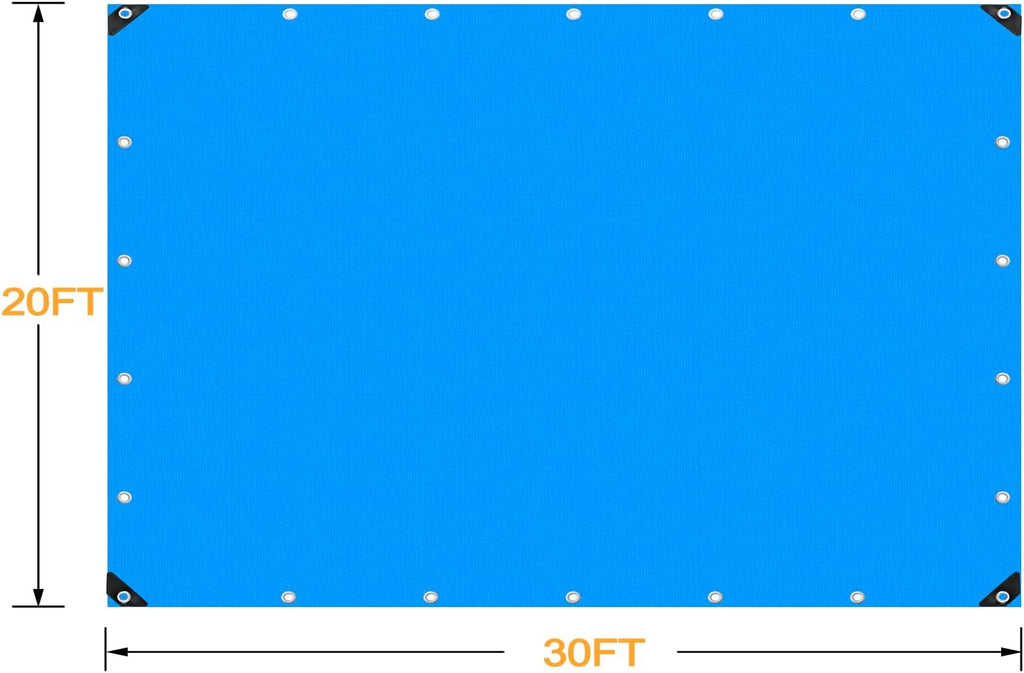 Blue Heavy Duty Waterproof 16 Mil Thick Tarpaulin with Metal Grommets 20x30 E81477