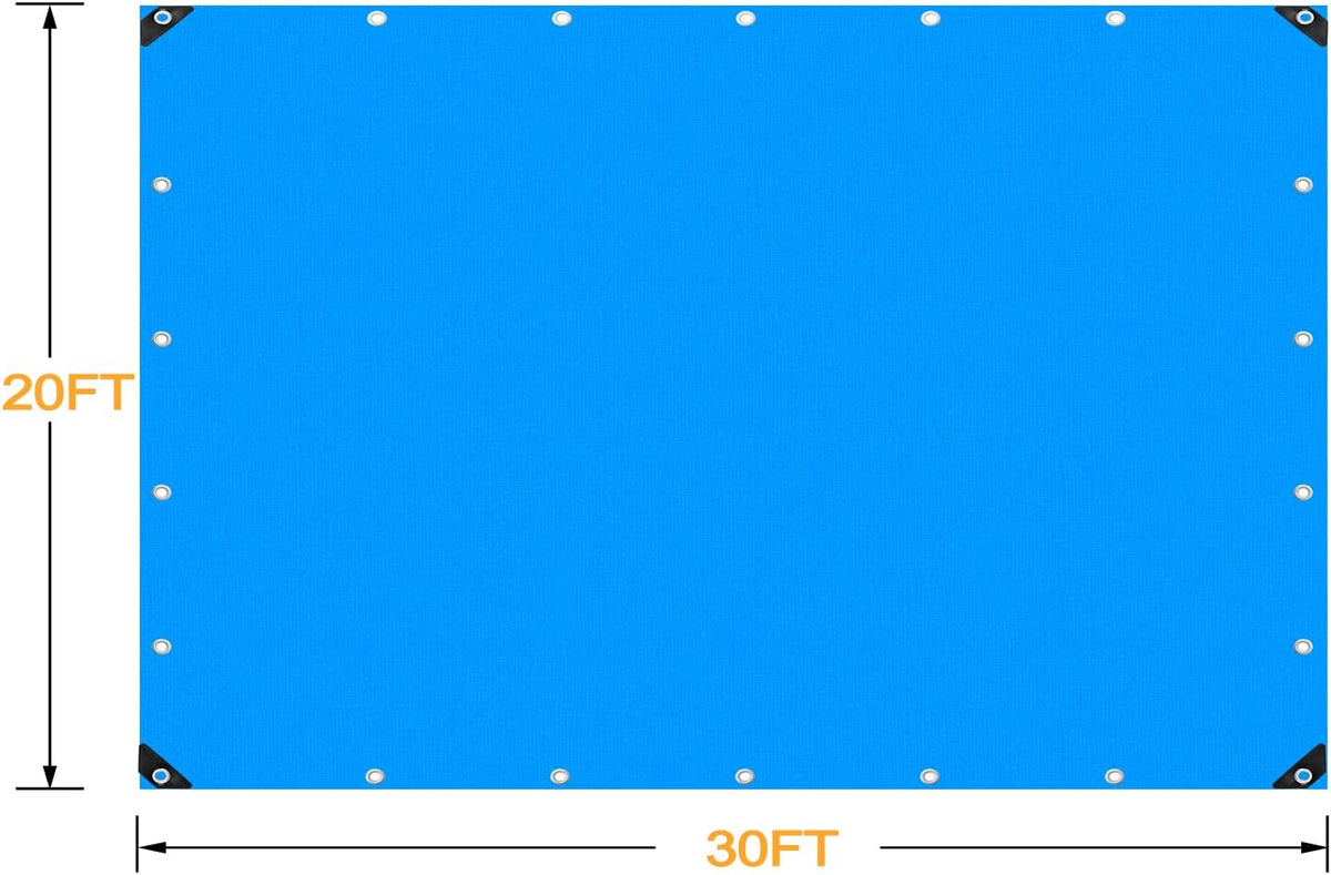 Blue Heavy Duty Waterproof 16 Mil Thick Tarpaulin with Metal Grommets 20x30 E81477