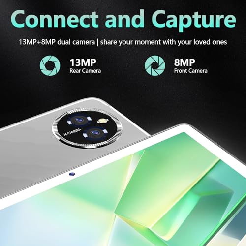 Android 14 Tablet 10 Inch, 4G Cellular, Octa-Core, 128GB Storage + 14(8+6)GB RAM, 1TB Expandable, 5G WiFi, 8000mAh Battery, Bluetooth 5.0, 13MP+8MP Camera, with Keyboard/Case, Silver J80503