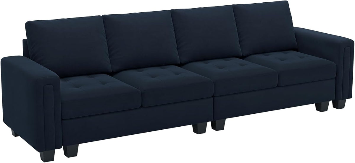 Blue Velvet Modular 4 Seat Sofa Couch Sectional W733452