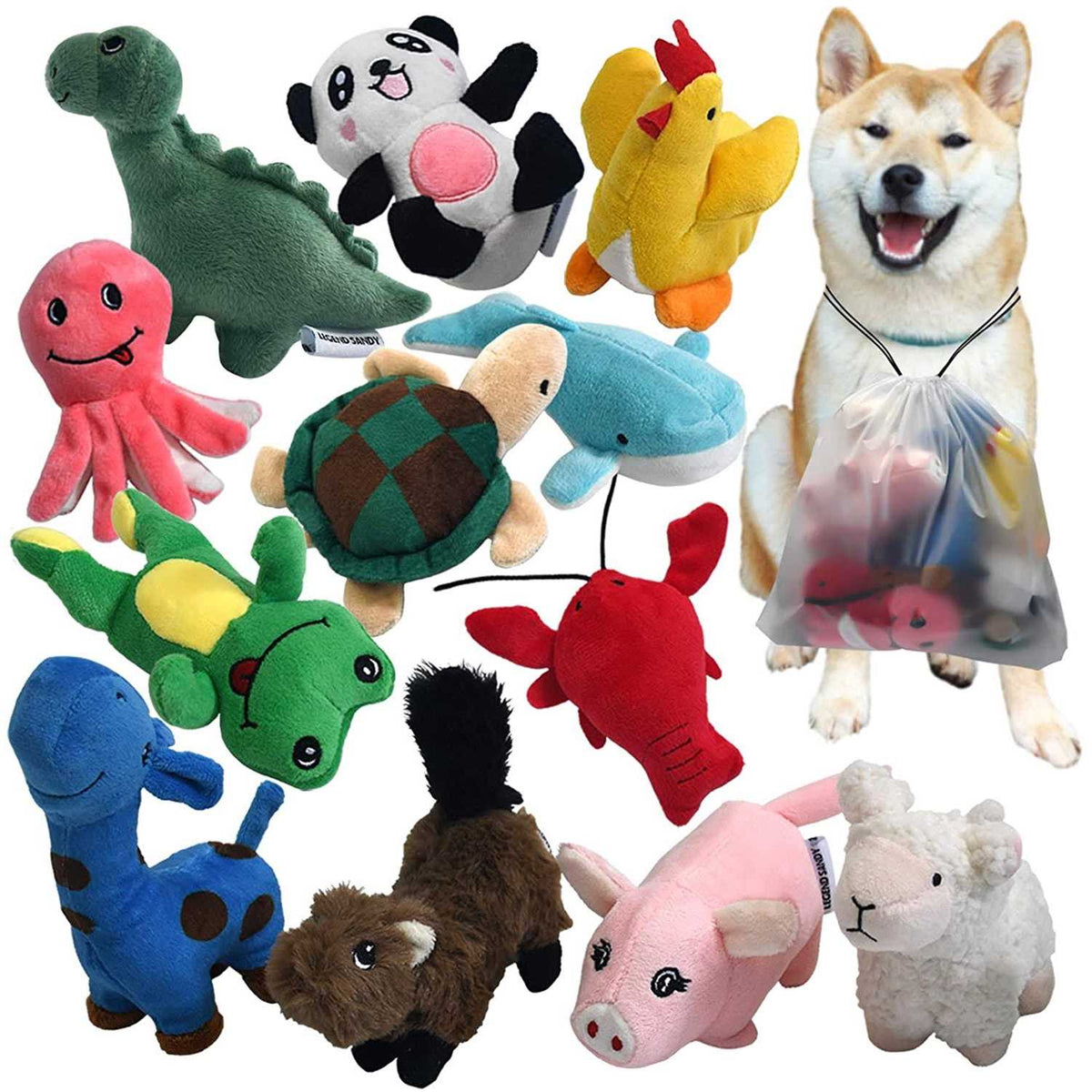 12 Dog Toys Bulk with Squeakers U452777