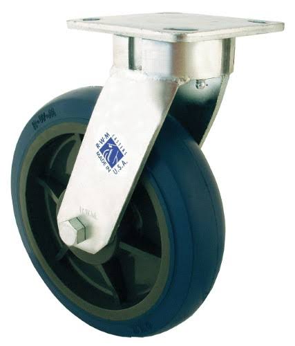 6' Medium-Duty Kingpinless Swivel Plate Caster, 1230 lb. Load Rating, Blue V886288