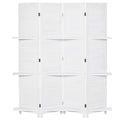 67" 4 Panel Wooden Privacy Screen Divider with Shelves O141586