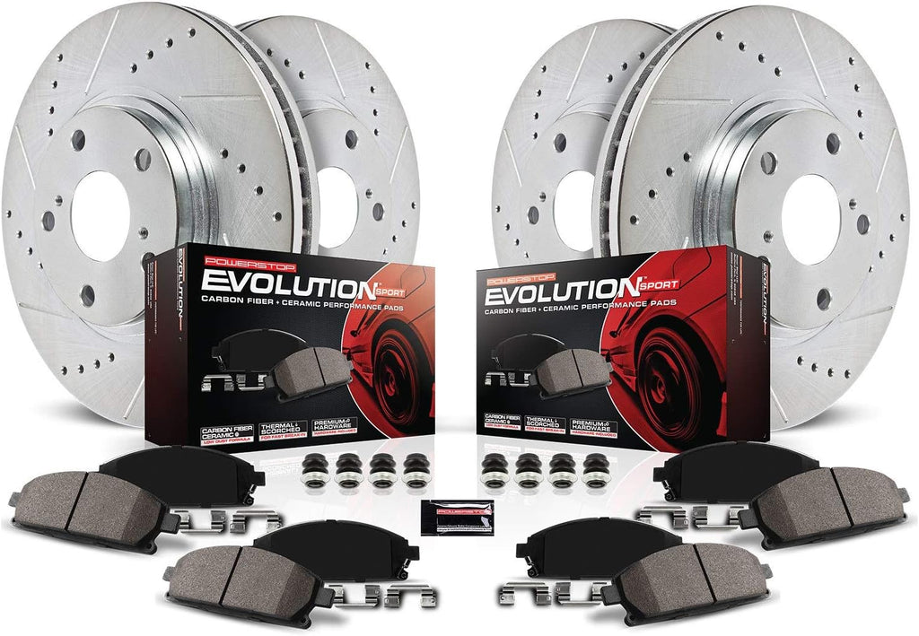 Carbon Fiber Brake Pads with Drilled & Slotted Brake Rotors Kit H6799