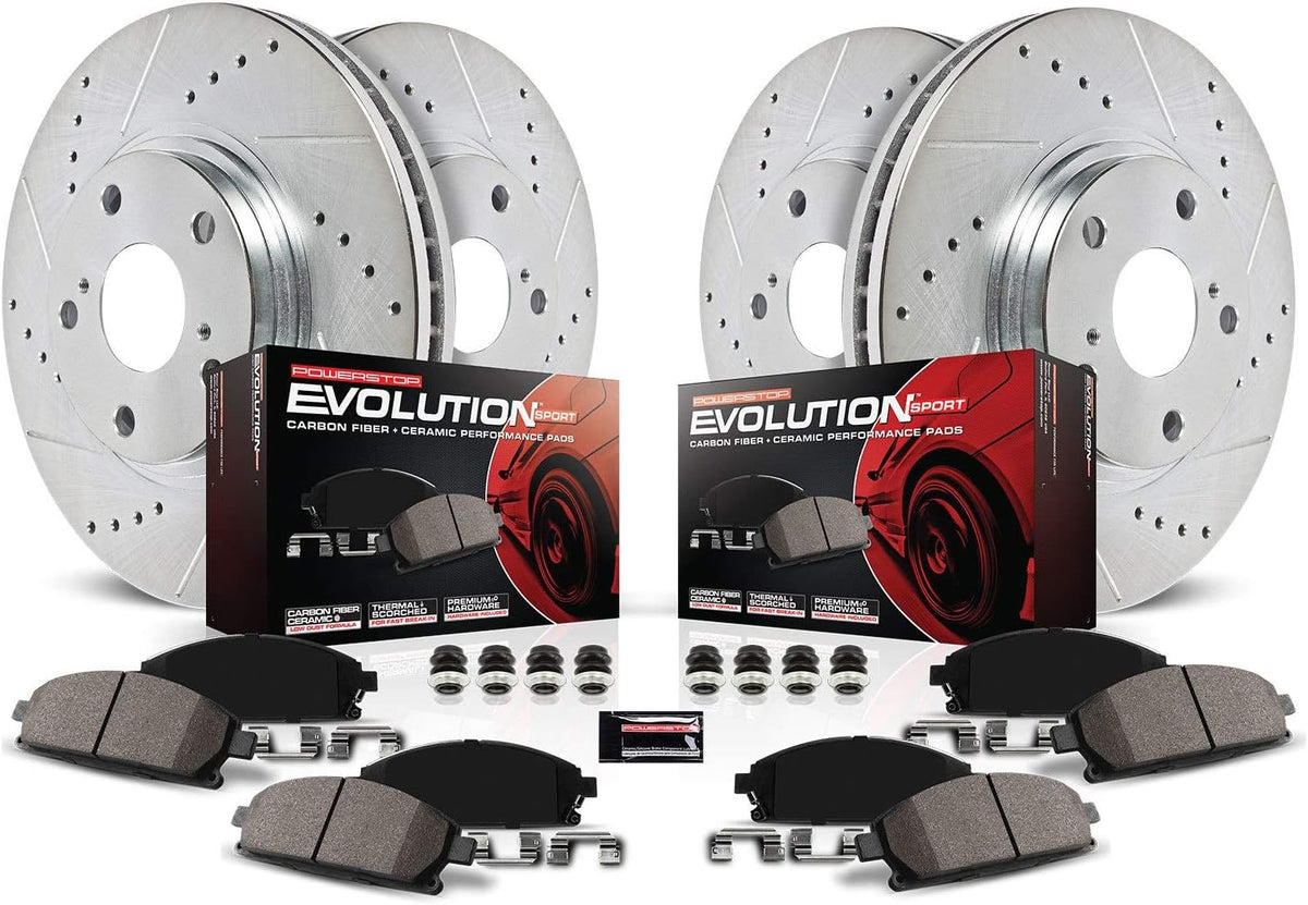 Carbon Fiber Brake Pads with Drilled & Slotted Brake Rotors Kit H6799