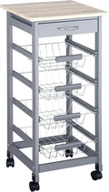 Gray Rolling Kitchen Cart with Storage S342