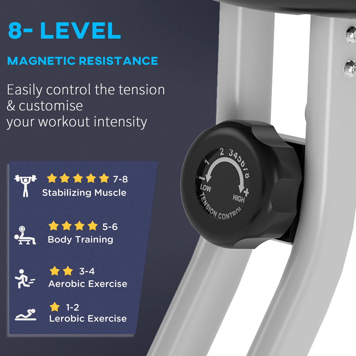 Folding Upright Stationary Indoor Bike with 8 Levels of Magnetic Resistance Z6743