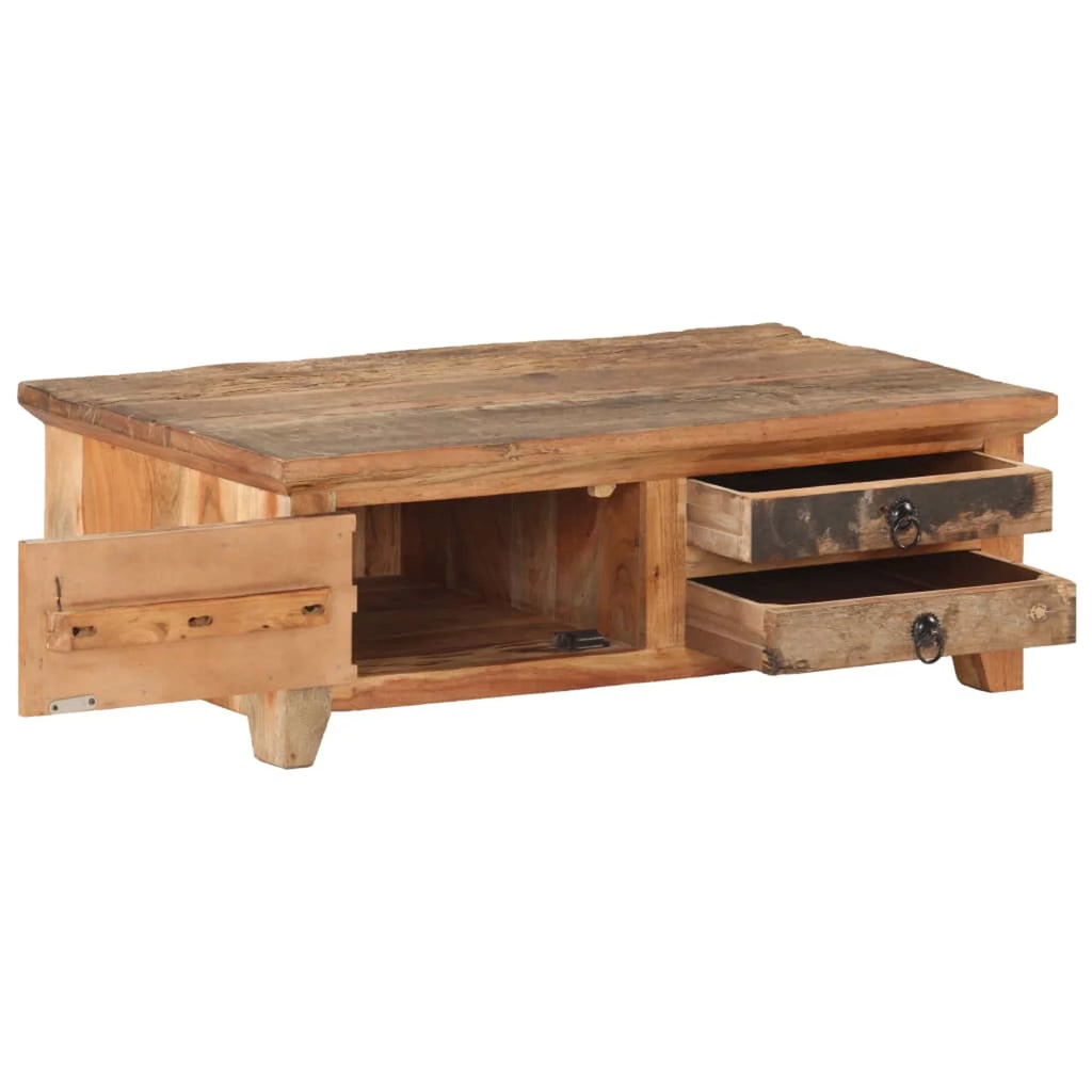 Coffee Table with Door and 2 Storage Drawers Reclaimed Wood Y663