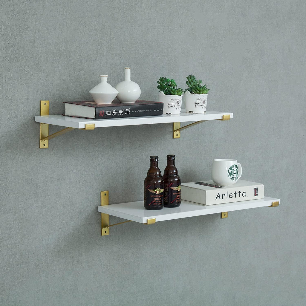 Rustic Wood Wall Shelf with Metal Bracket K1460