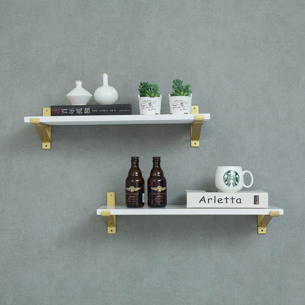 Rustic Wood Wall Shelf with Metal Bracket K1460