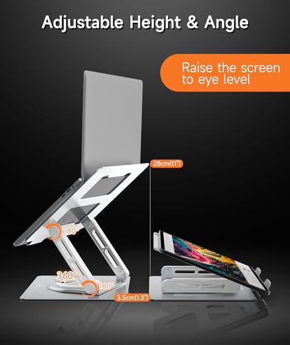 Laptop Stand with 360° Swivel Base Ergonomic Adjustable Laptop Riser Y2145