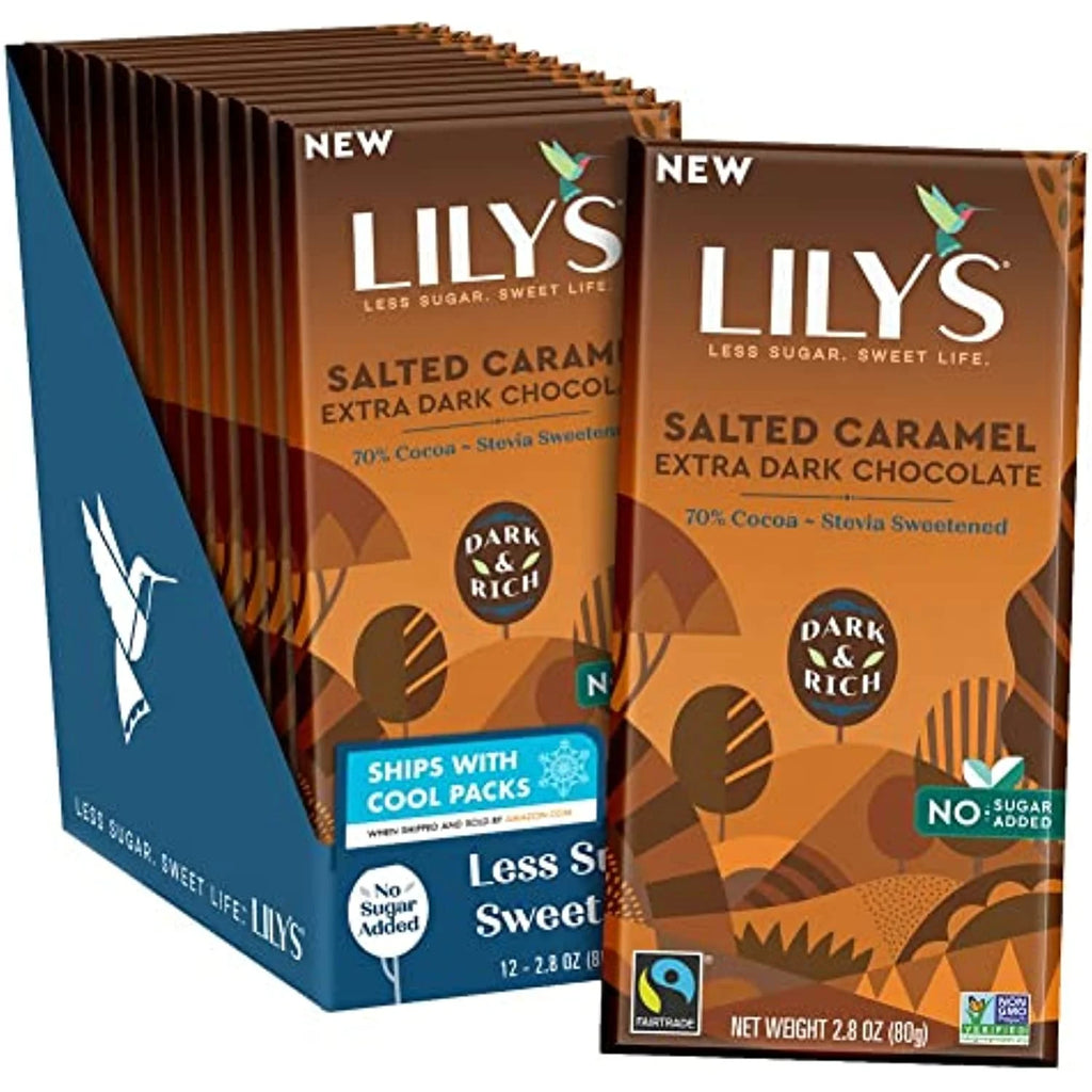 Extra Dark Salted Caramel Chocolate Bar 70% Cocoa 2.8 ounce 12-Pack U451074