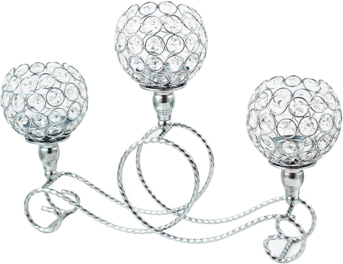 Gold Crystal 3 Arms Candelabra Candle Holders G18499