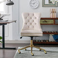 Beige Armless Adjustable Swivel Chair with Wheels A954