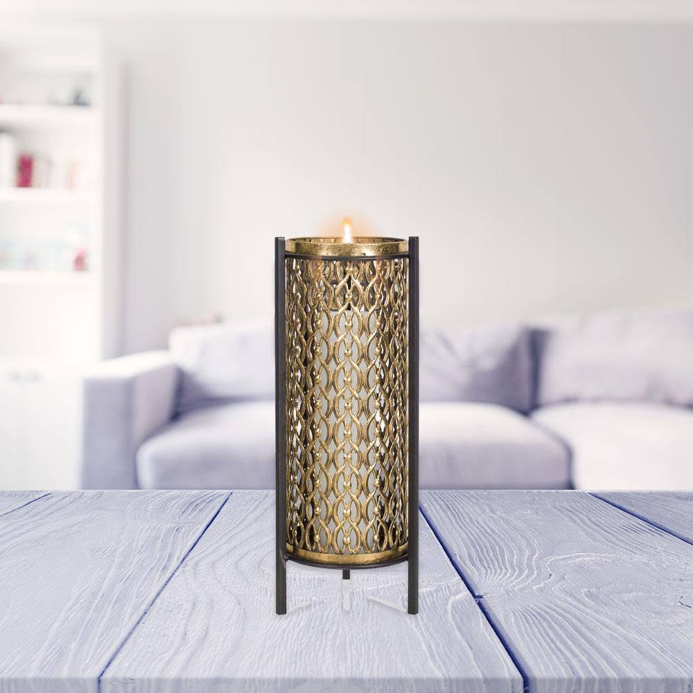 Metal and Glass Candle Holder P7173