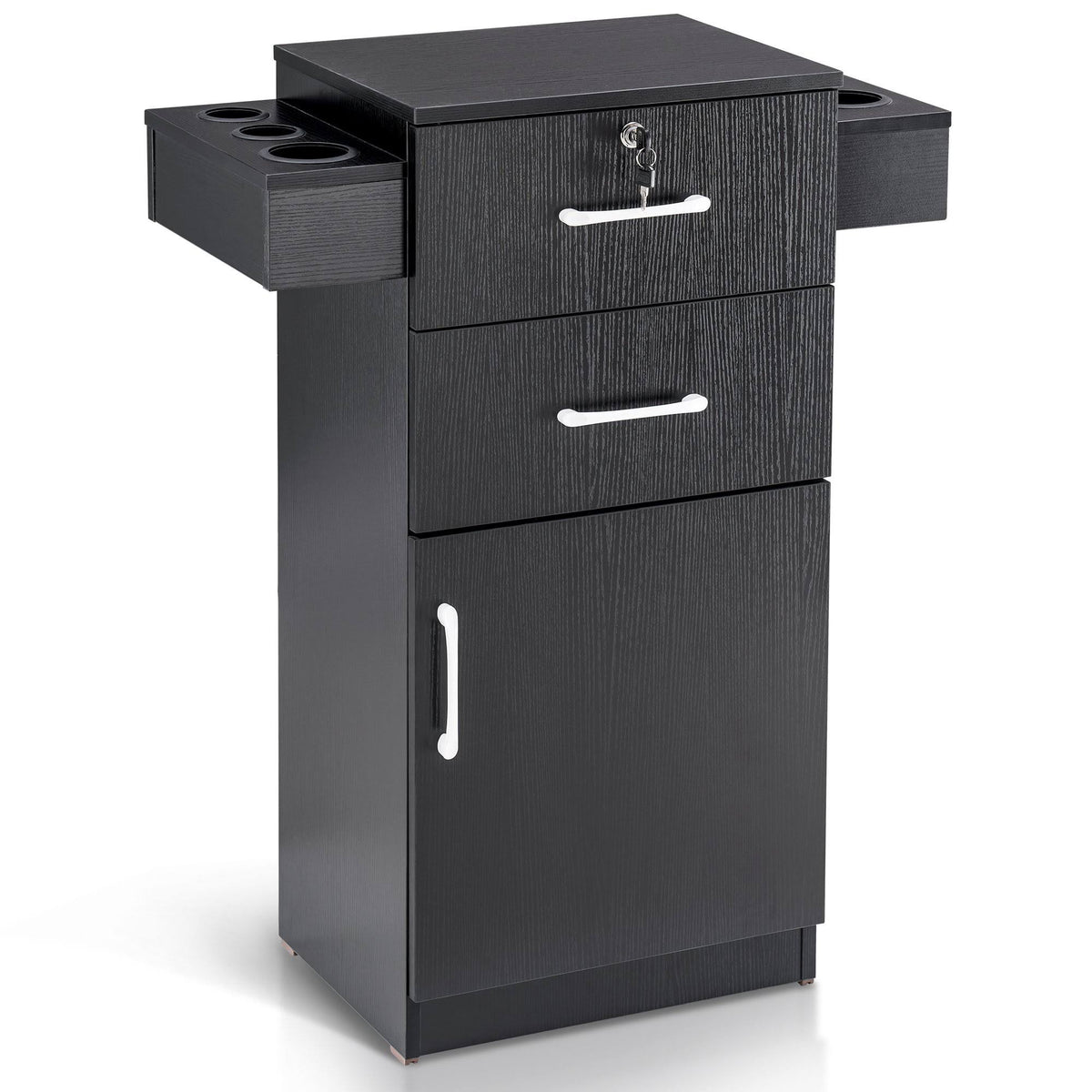 Locking Beauty Salon Storage Cart with Drawer Black Q4651