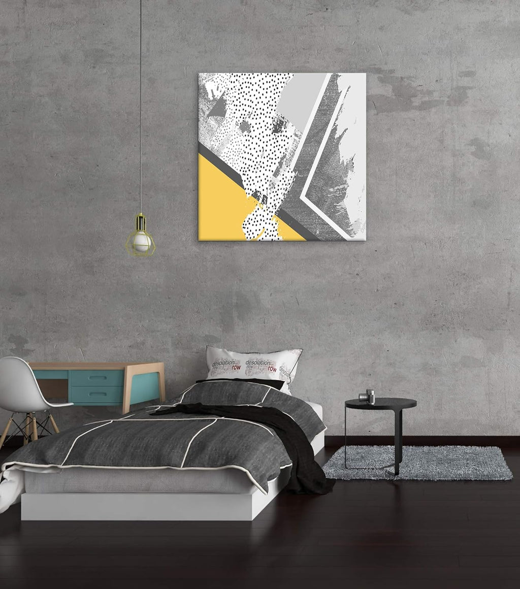 Yellow Gray Abstract Canvas Wall Art Painting W577482