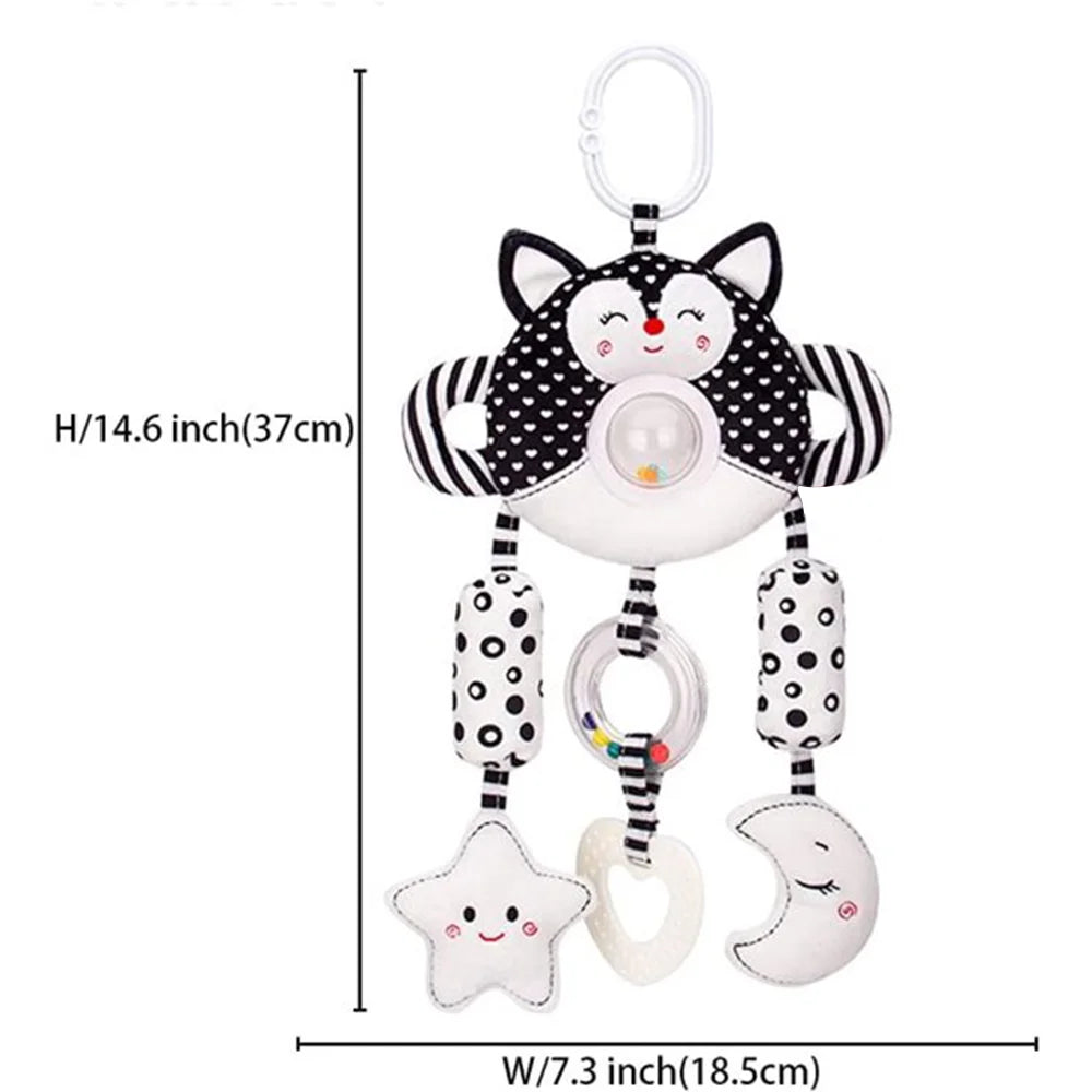 Black and White High Contrast Soft Plush Baby Rattle Toy (Fox) M899