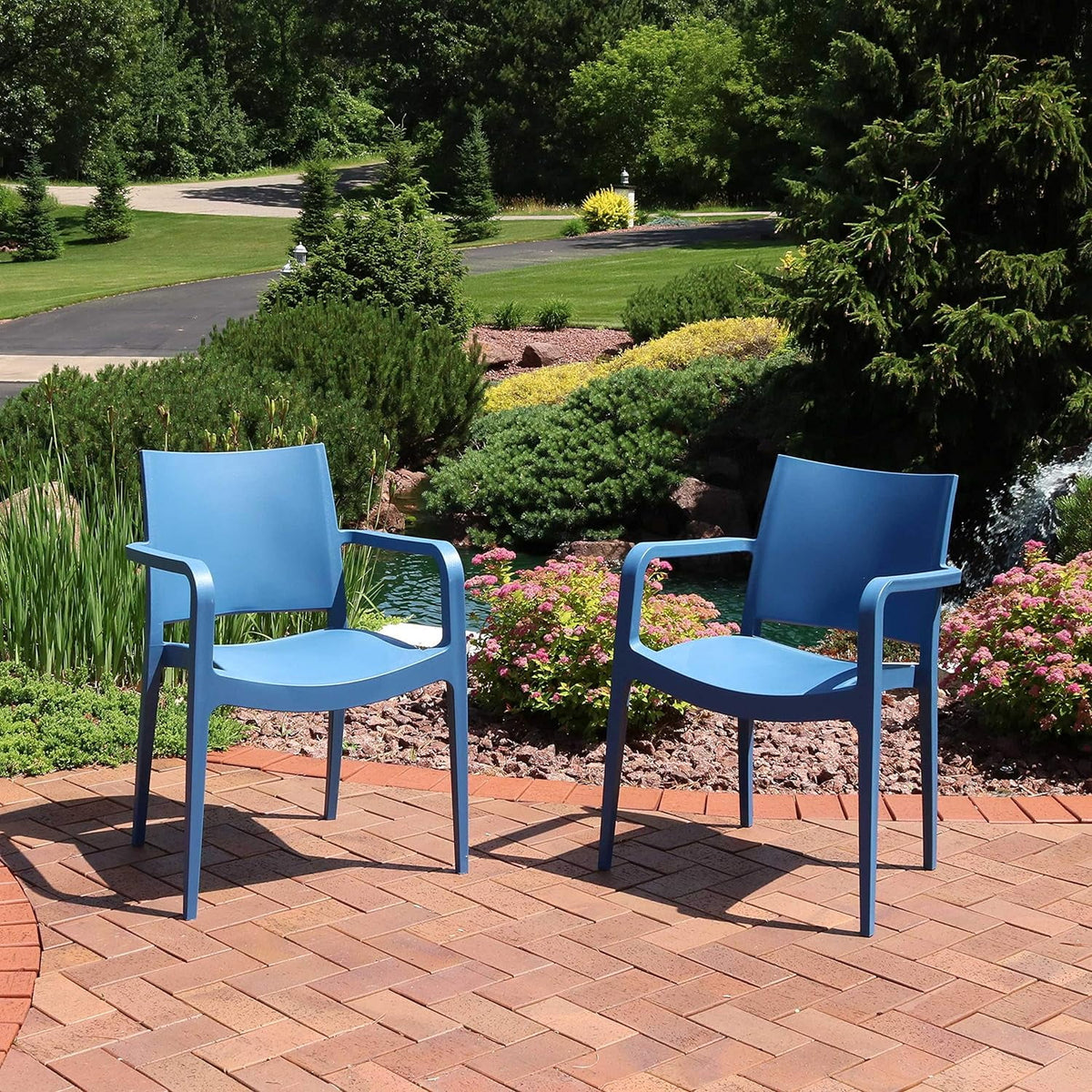 Sax Blue Plastic Dining Armchair 4 Chairs G1618