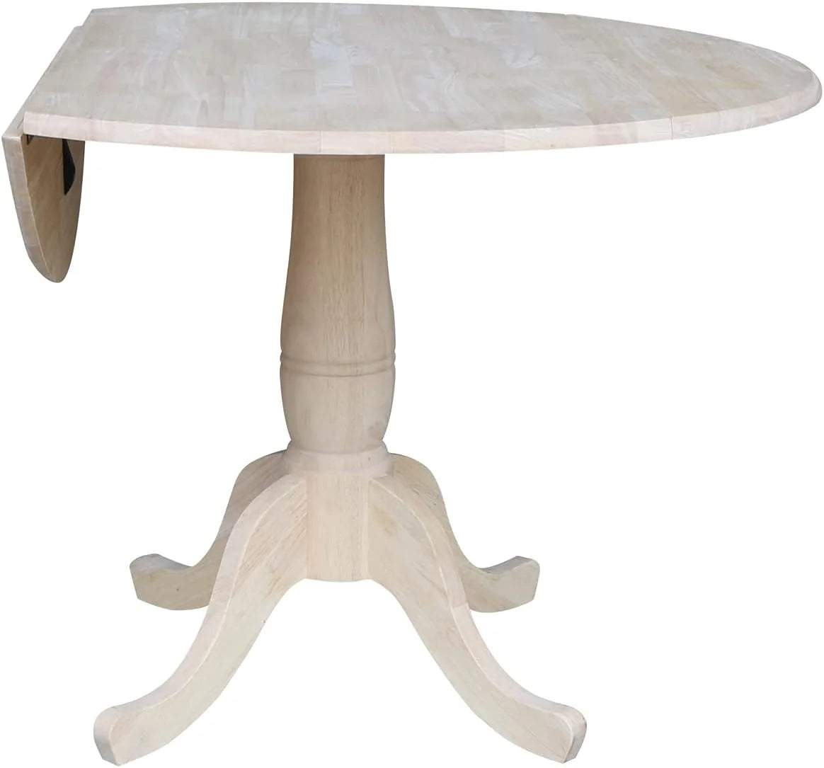 Unfinished Dual Drop Leaf Pedestal Dining Table J2049