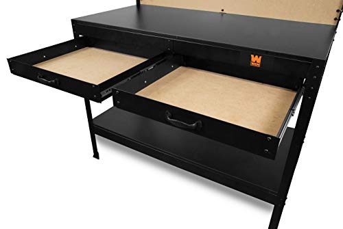 Black 48-Inch Workbench with Power Outlets and Light K45315