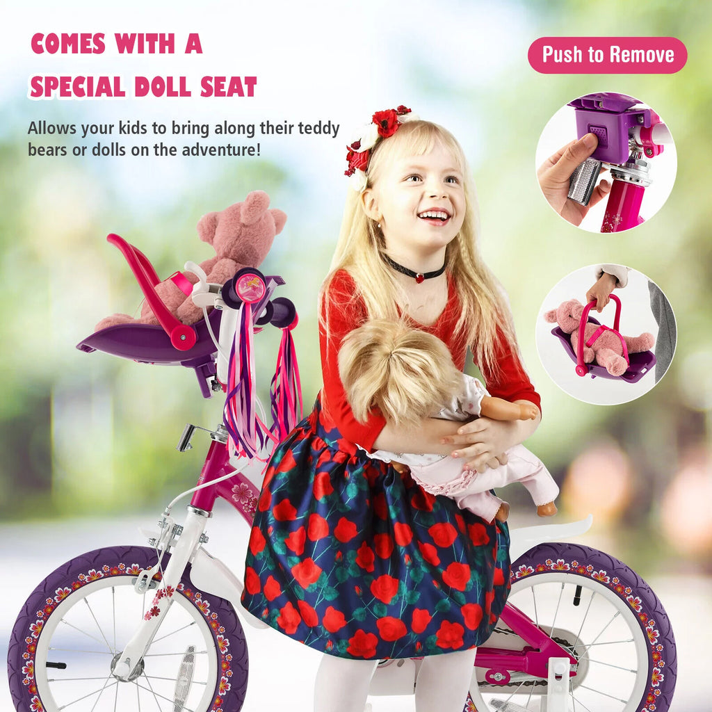 Pink & Purple 16 Kids Bike with Training Wheels R94142