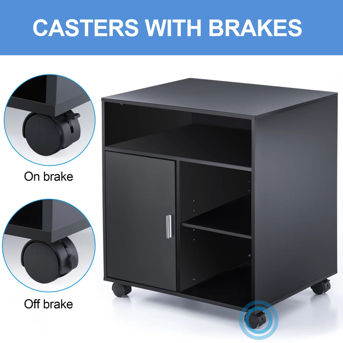 Black Mobile File Cabinet with Storage N4067