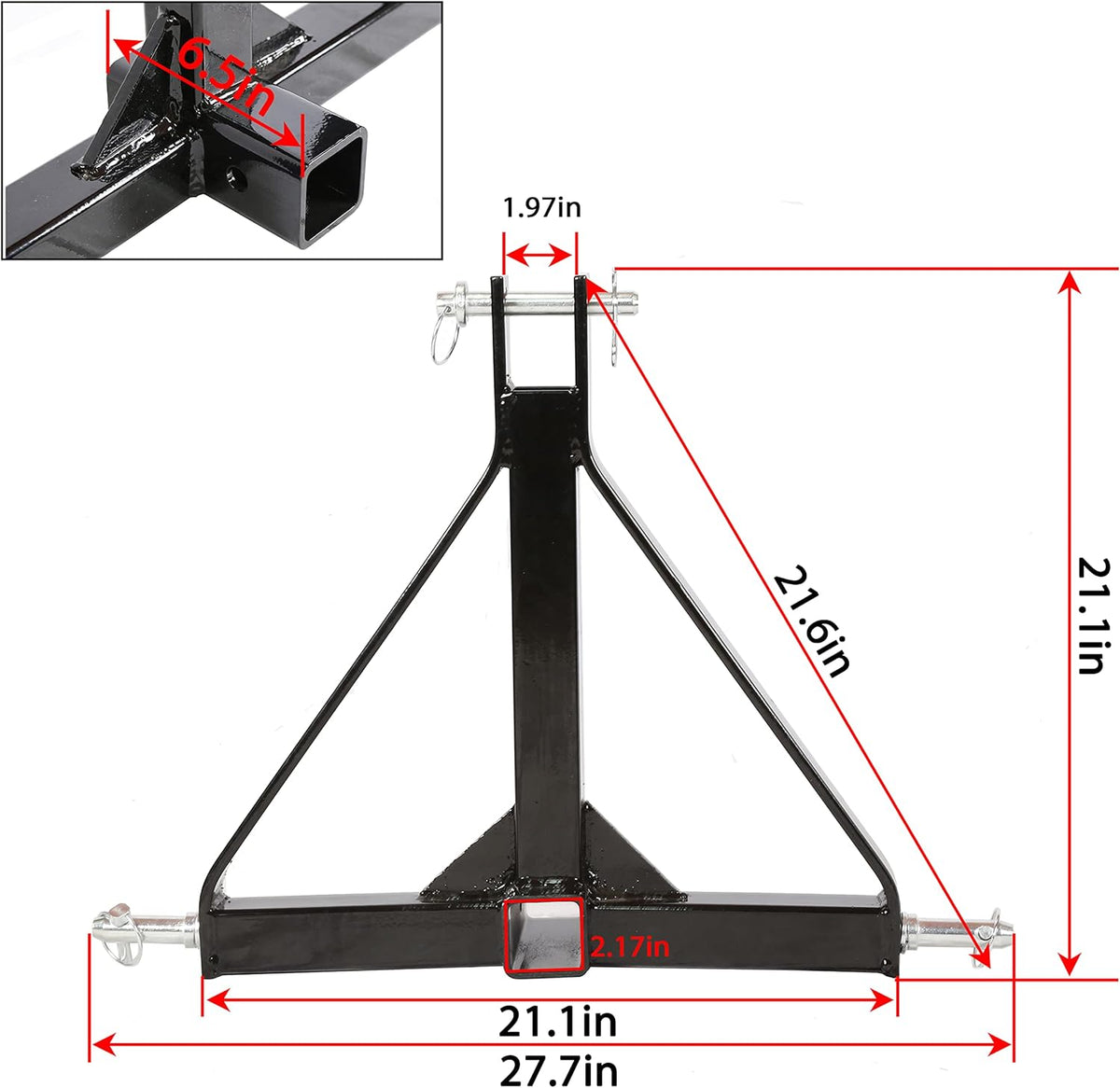 2 Receiver Trailer Hitch Category 1 Tractor Tow Drawbar Adapter L766