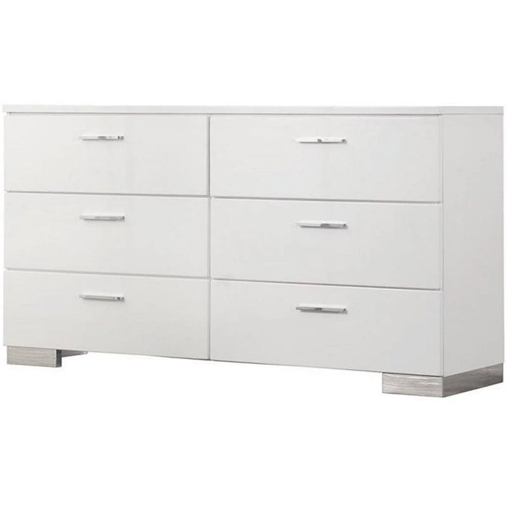White 6 Drawer Contemporary Wood Dresser C114