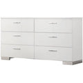 White 6 Drawer Contemporary Wood Dresser C114