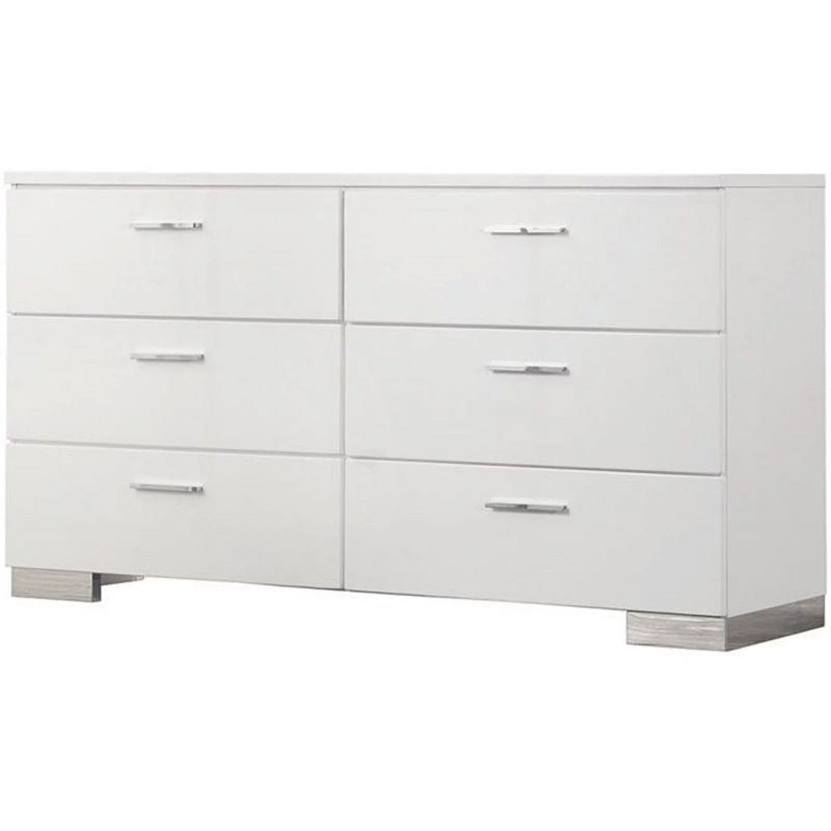 White 6 Drawer Contemporary Wood Dresser C114