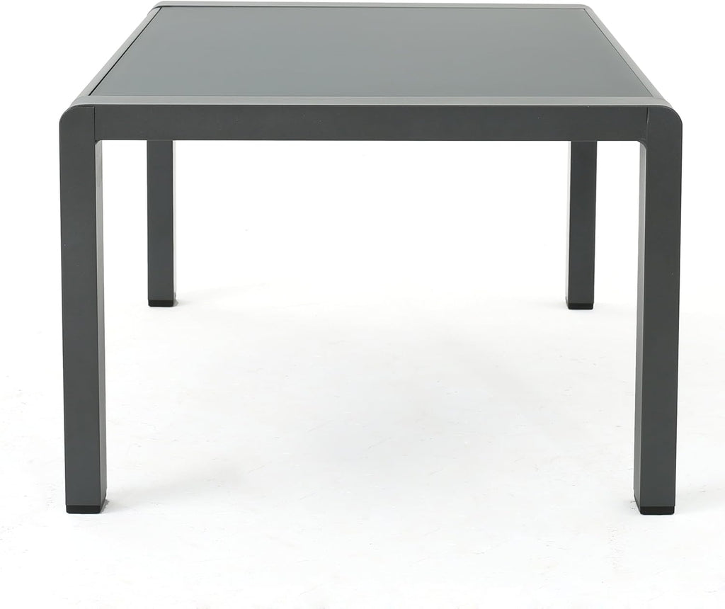 Grey Aluminum Outdoor Coffee Table with Tempered Glass Top J1949