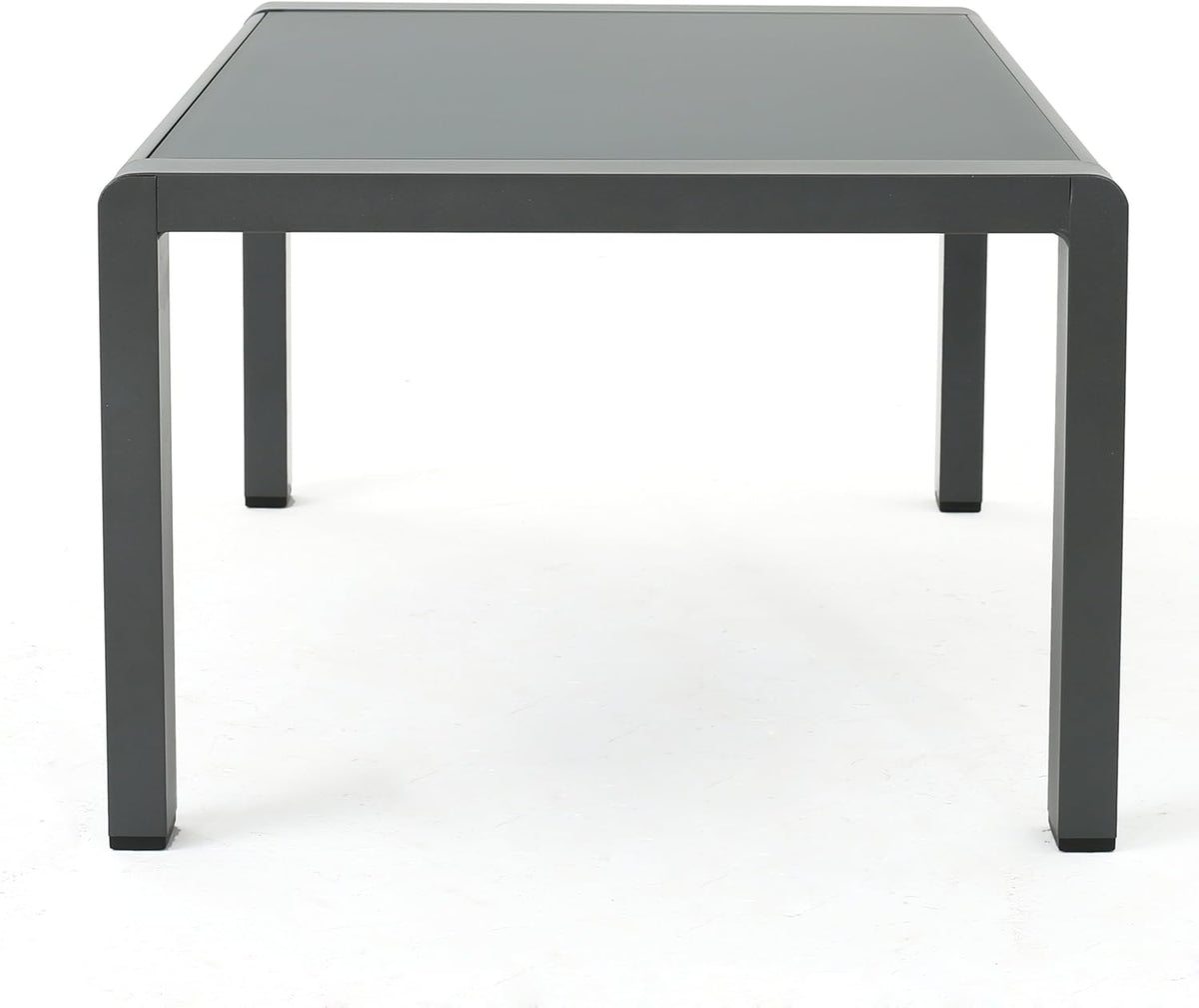 Grey Aluminum Outdoor Coffee Table with Tempered Glass Top J1949
