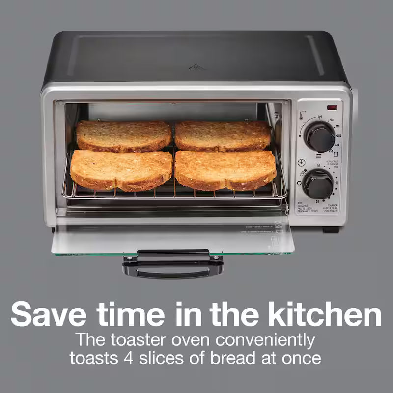 1100-Watt 4-Slice Black Toaster Oven Broiler E313