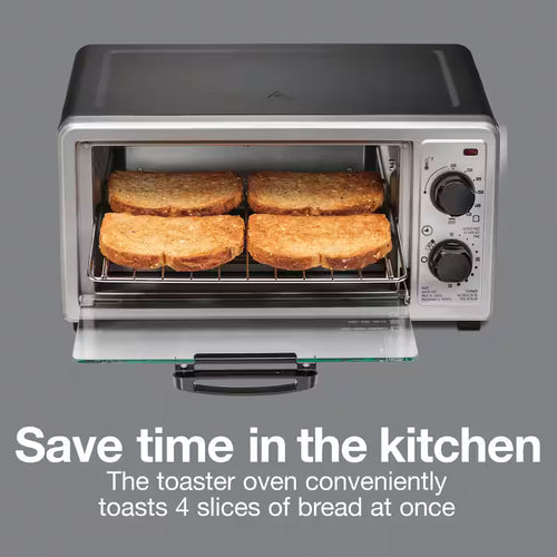 1100-Watt 4-Slice Black Toaster Oven Broiler E313