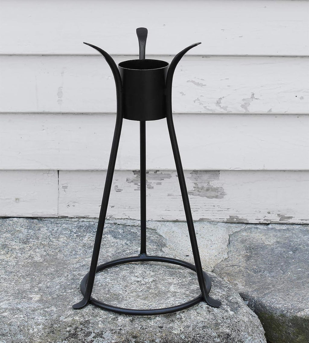 10" Blue Outdoor Glass Gazing Globe with Black Iron Stand Q648364