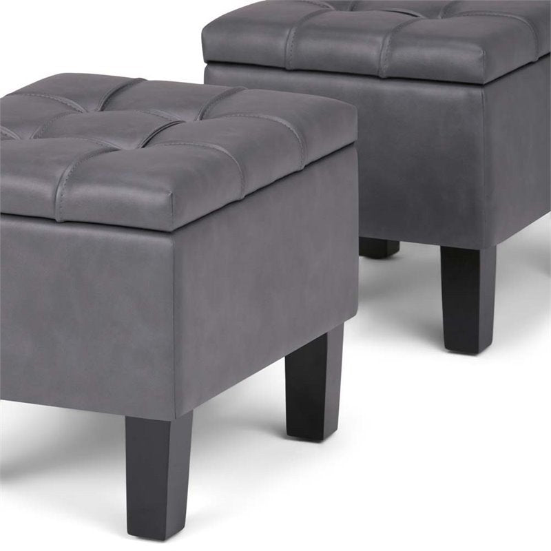 Stone Grey Faux Leather 3 Pc Storage Ottoman X582716